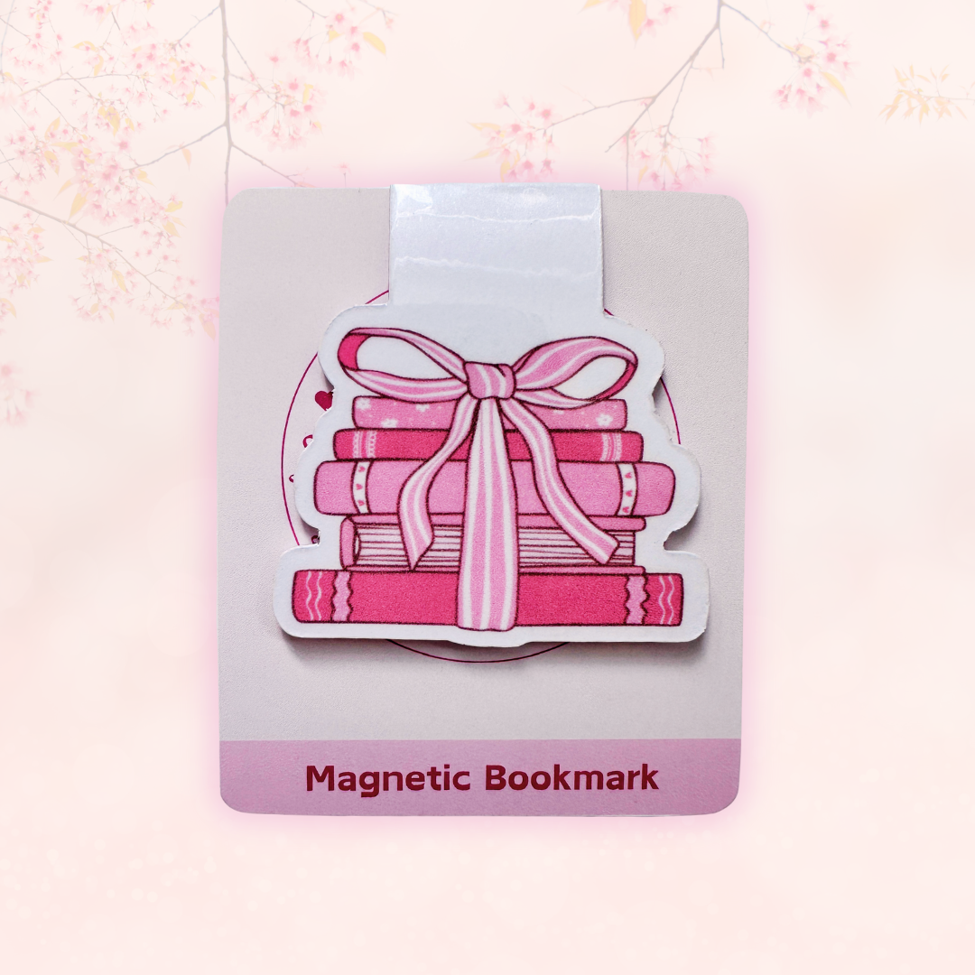 Pink Books Magnetic Bookmark